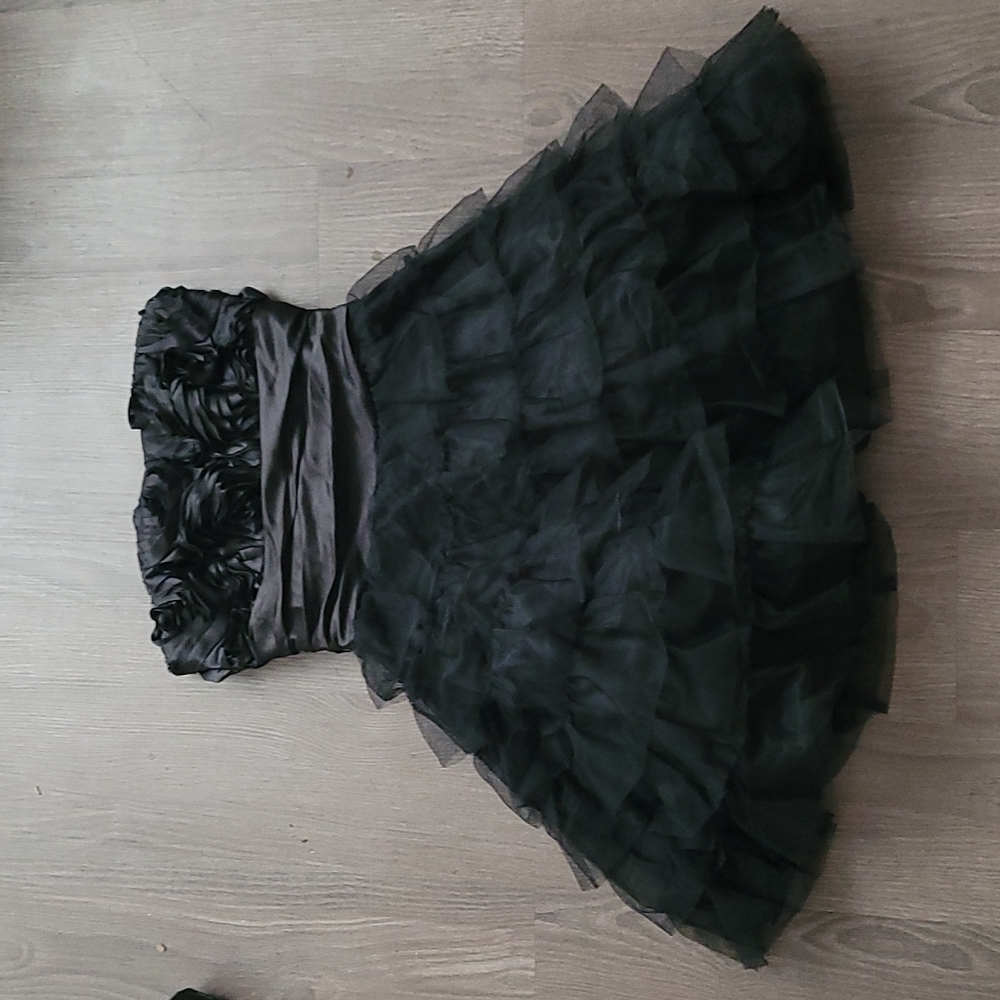 Black strapless mini dress